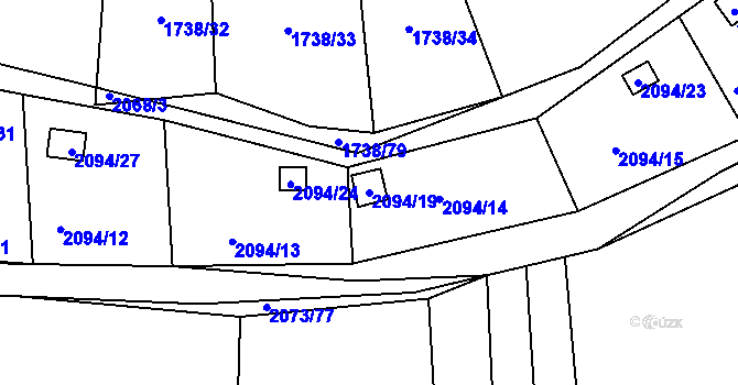 Parcela st. 2094/19 v KÚ Nýřany, Katastrální mapa