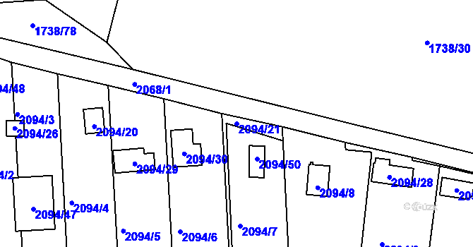 Parcela st. 2094/21 v KÚ Nýřany, Katastrální mapa