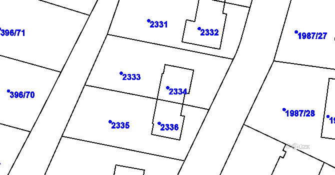 Parcela st. 2334 v KÚ Nýřany, Katastrální mapa