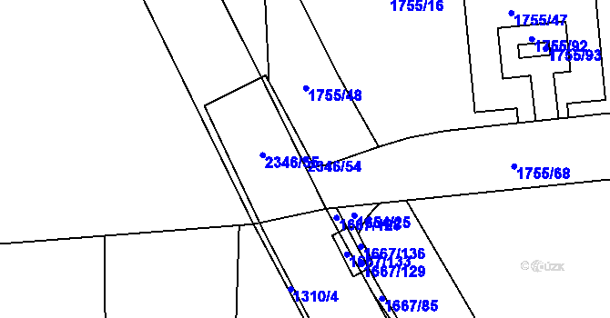 Parcela st. 2346/54 v KÚ Nýřany, Katastrální mapa