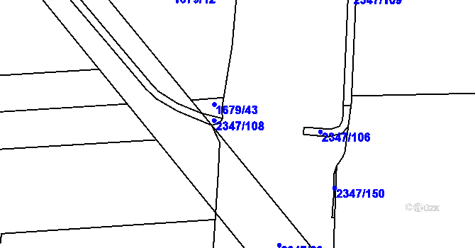 Parcela st. 2347/107 v KÚ Nýřany, Katastrální mapa