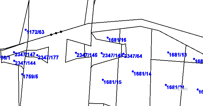 Parcela st. 2347/148 v KÚ Nýřany, Katastrální mapa