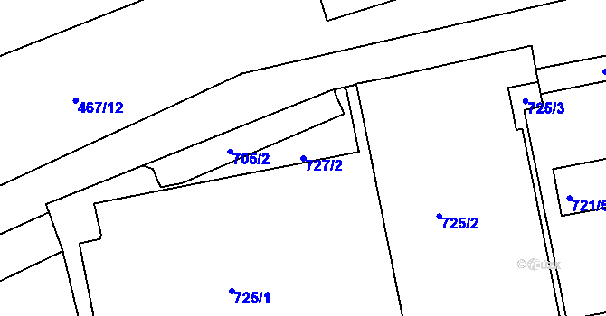 Parcela st. 727/2 v KÚ Nýřany, Katastrální mapa