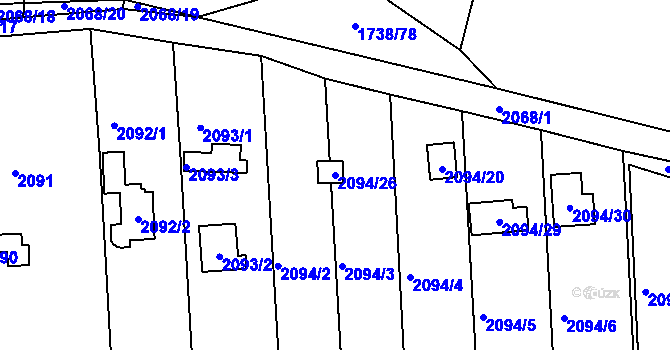 Parcela st. 2094/26 v KÚ Nýřany, Katastrální mapa