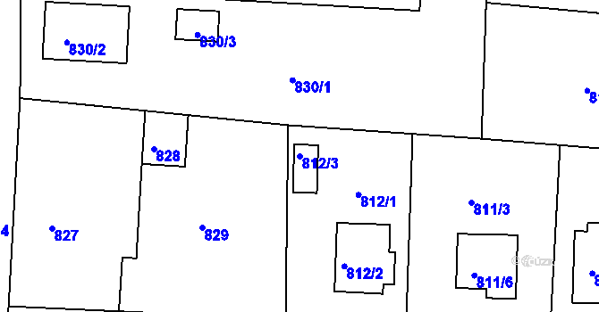 Parcela st. 812/3 v KÚ Nýřany, Katastrální mapa