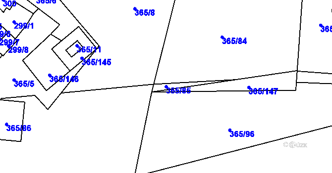 Parcela st. 365/85 v KÚ Nýřany, Katastrální mapa