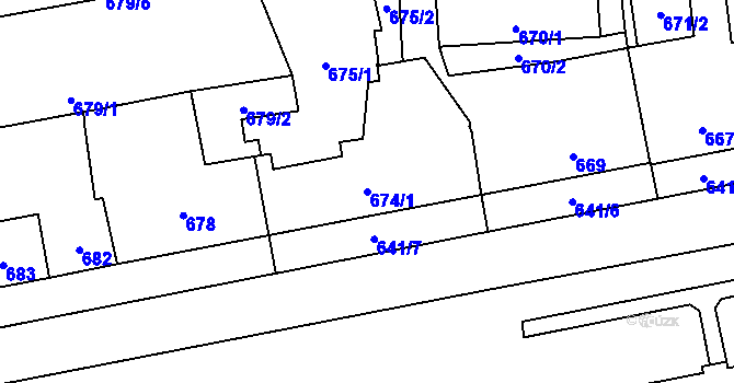 Parcela st. 674/1 v KÚ Nýřany, Katastrální mapa