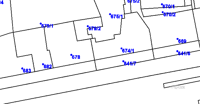Parcela st. 674/2 v KÚ Nýřany, Katastrální mapa