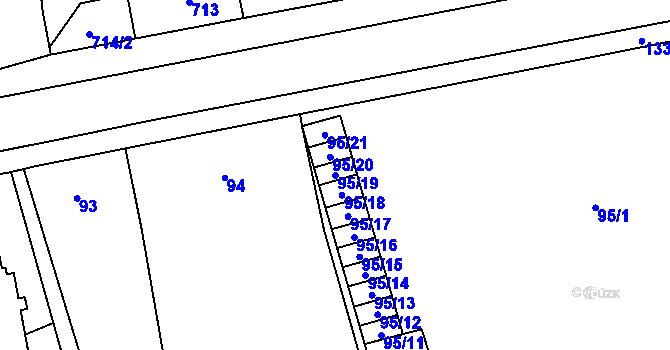 Parcela st. 95/19 v KÚ Nýřany, Katastrální mapa