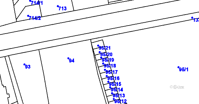 Parcela st. 95/20 v KÚ Nýřany, Katastrální mapa