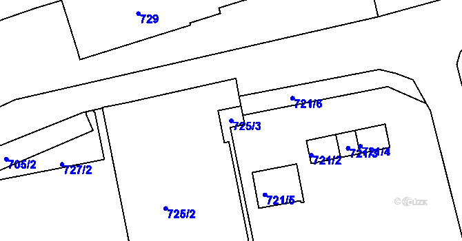 Parcela st. 725/3 v KÚ Nýřany, Katastrální mapa