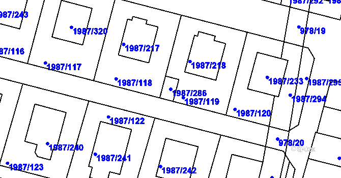 Parcela st. 1987/286 v KÚ Nýřany, Katastrální mapa