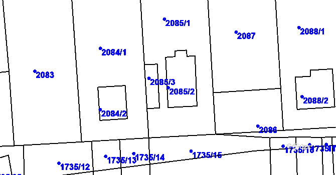 Parcela st. 2085/2 v KÚ Nýřany, Katastrální mapa