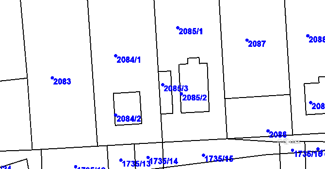 Parcela st. 2085/3 v KÚ Nýřany, Katastrální mapa