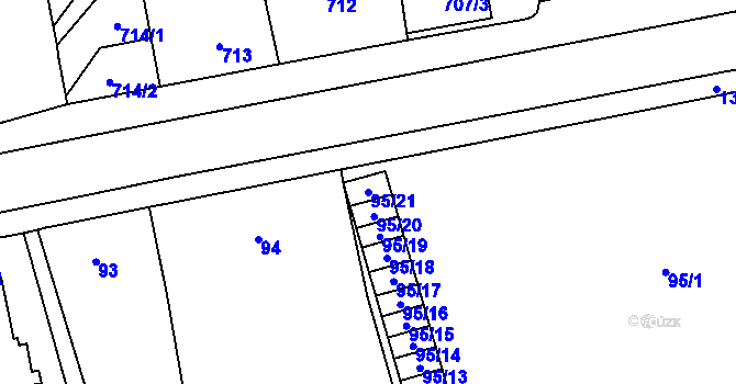 Parcela st. 95/21 v KÚ Nýřany, Katastrální mapa