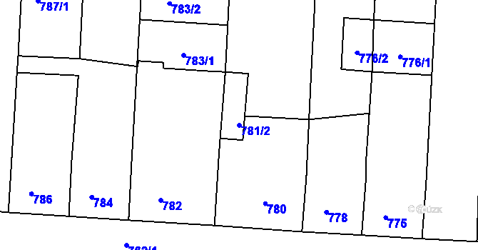Parcela st. 781/2 v KÚ Nýřany, Katastrální mapa