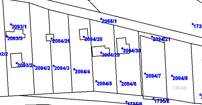Parcela st. 2094/29 v KÚ Nýřany, Katastrální mapa