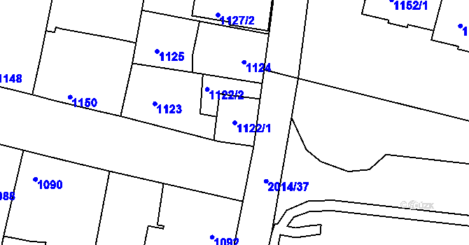 Parcela st. 1122/1 v KÚ Nýřany, Katastrální mapa