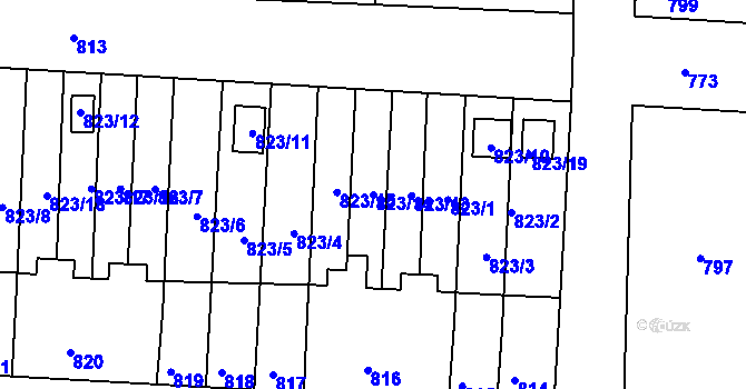 Parcela st. 823/14 v KÚ Nýřany, Katastrální mapa