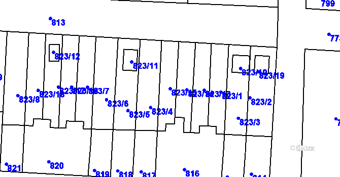 Parcela st. 823/15 v KÚ Nýřany, Katastrální mapa