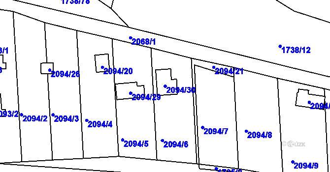 Parcela st. 2094/30 v KÚ Nýřany, Katastrální mapa