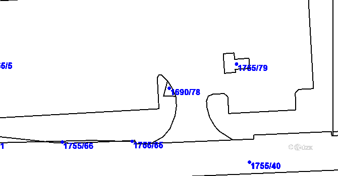 Parcela st. 1690/78 v KÚ Nýřany, Katastrální mapa