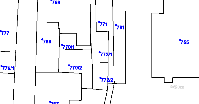 Parcela st. 772/1 v KÚ Nýřany, Katastrální mapa