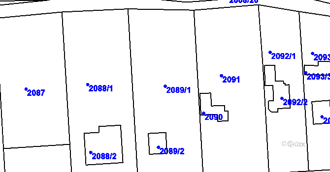 Parcela st. 2089/1 v KÚ Nýřany, Katastrální mapa