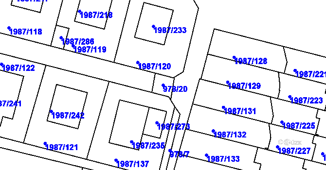 Parcela st. 978/20 v KÚ Nýřany, Katastrální mapa
