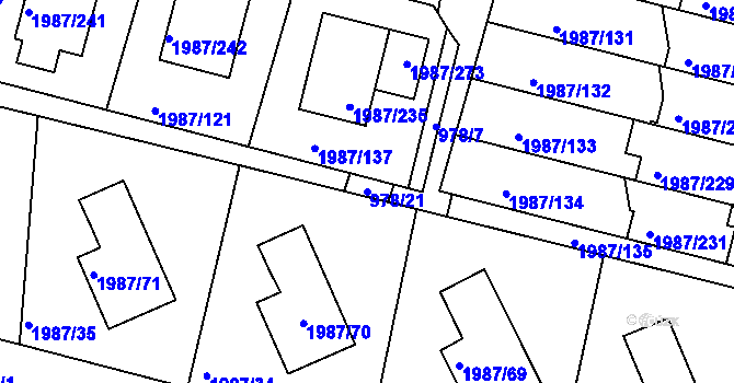 Parcela st. 978/21 v KÚ Nýřany, Katastrální mapa