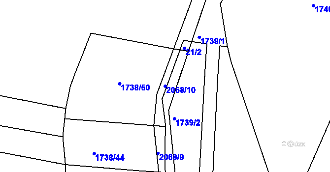 Parcela st. 2068/10 v KÚ Nýřany, Katastrální mapa