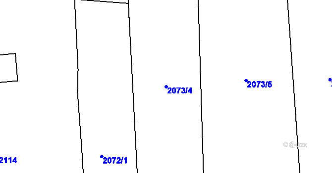 Parcela st. 2073/4 v KÚ Nýřany, Katastrální mapa