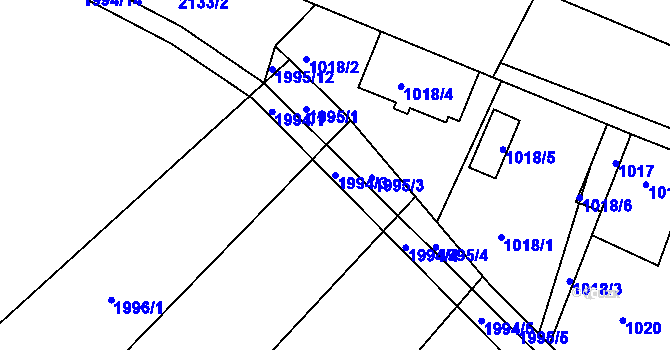 Parcela st. 1994/3 v KÚ Nýřany, Katastrální mapa