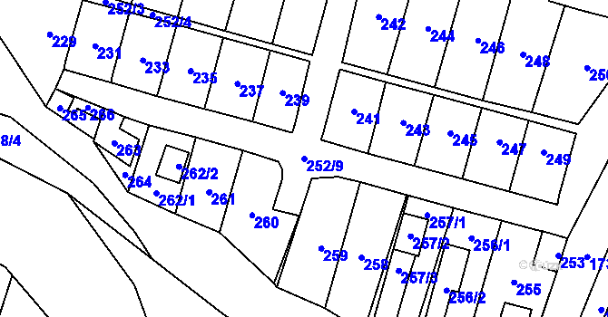 Parcela st. 252/9 v KÚ Nýřany, Katastrální mapa