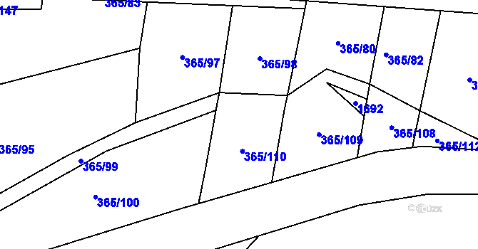 Parcela st. 365/106 v KÚ Nýřany, Katastrální mapa
