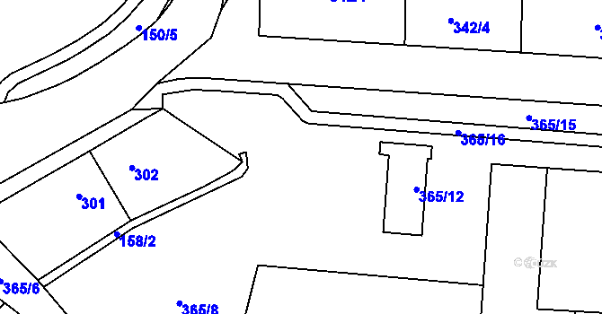 Parcela st. 365/115 v KÚ Nýřany, Katastrální mapa