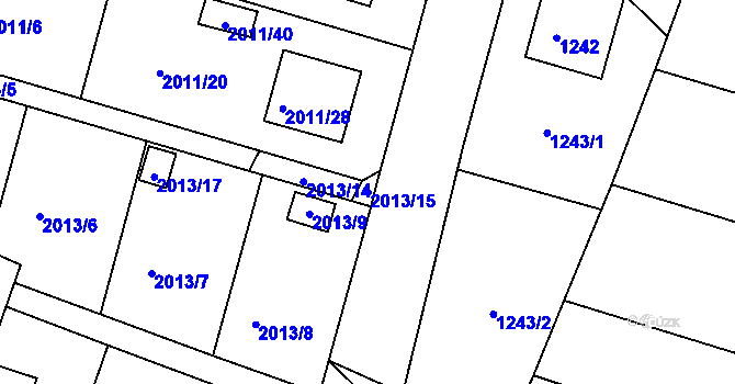 Parcela st. 2013/15 v KÚ Nýřany, Katastrální mapa