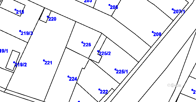 Parcela st. 225/2 v KÚ Nýřany, Katastrální mapa