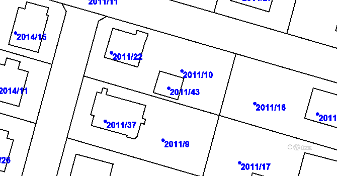 Parcela st. 2011/43 v KÚ Nýřany, Katastrální mapa