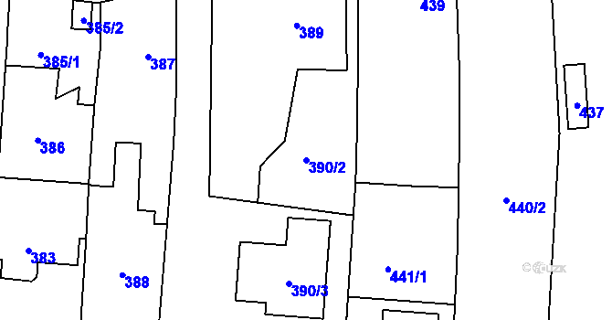 Parcela st. 390/2 v KÚ Nýřany, Katastrální mapa