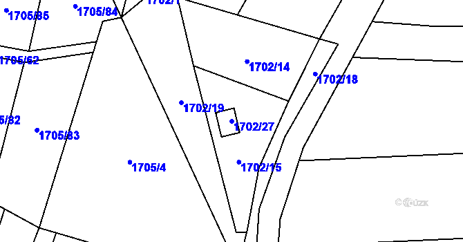 Parcela st. 1702/27 v KÚ Nýřany, Katastrální mapa