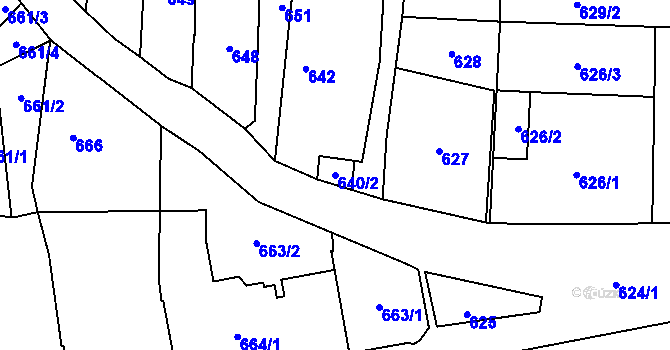 Parcela st. 640/2 v KÚ Nýřany, Katastrální mapa