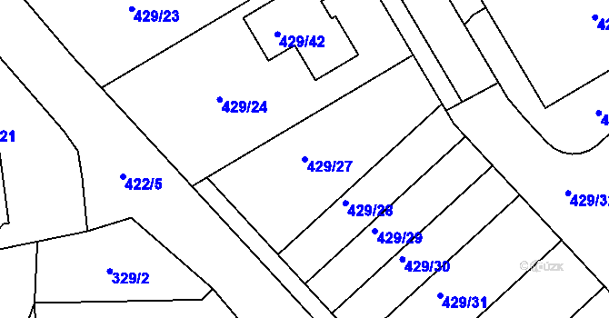 Parcela st. 429/27 v KÚ Nýřany, Katastrální mapa