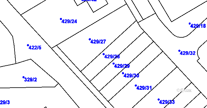 Parcela st. 429/28 v KÚ Nýřany, Katastrální mapa