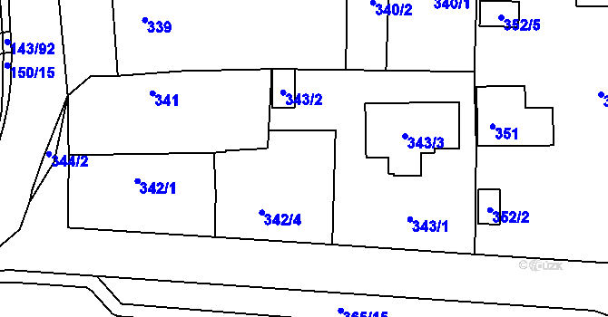 Parcela st. 343/4 v KÚ Nýřany, Katastrální mapa