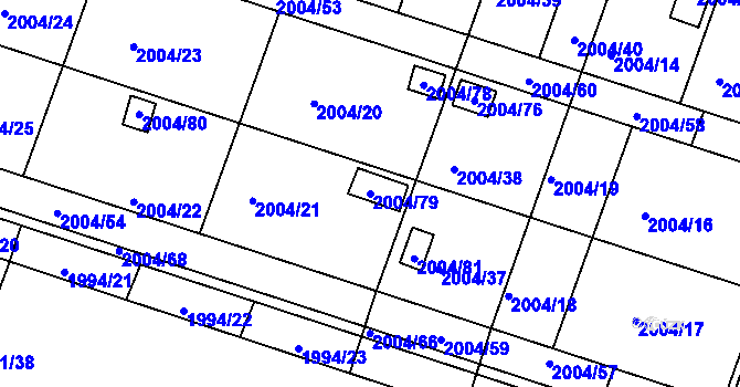 Parcela st. 2004/79 v KÚ Nýřany, Katastrální mapa