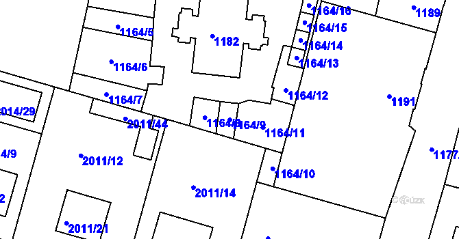 Parcela st. 1164/9 v KÚ Nýřany, Katastrální mapa