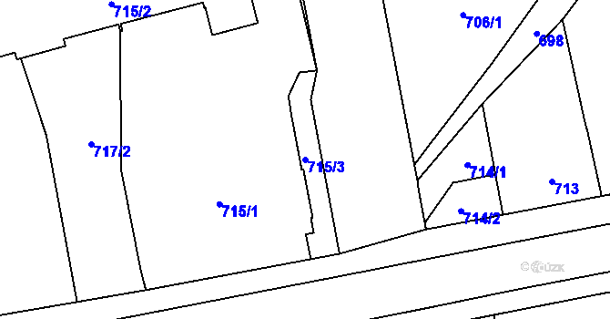 Parcela st. 715/3 v KÚ Nýřany, Katastrální mapa