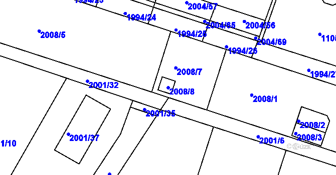 Parcela st. 2008/8 v KÚ Nýřany, Katastrální mapa
