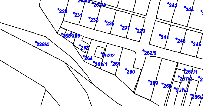 Parcela st. 262/2 v KÚ Nýřany, Katastrální mapa